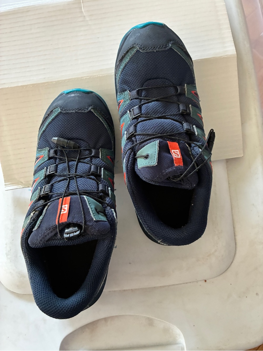 Salomon Navy and Teal Trail Sneakers